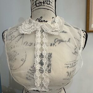 Vintage White Lace Detachable Collar Mock Shirt Dickey